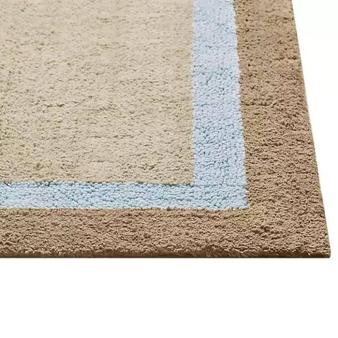 Sale Kirklands Home Brown and Blue Border Cotton Bath Runner