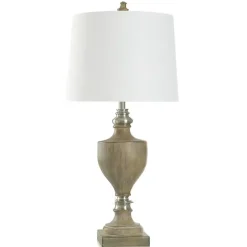 Discount Kirklands Home Brown and Brushed Silver Table Lamp White