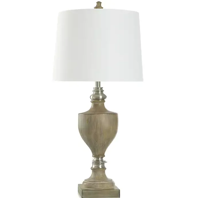 Discount Kirklands Home Brown and Brushed Silver Table Lamp White
