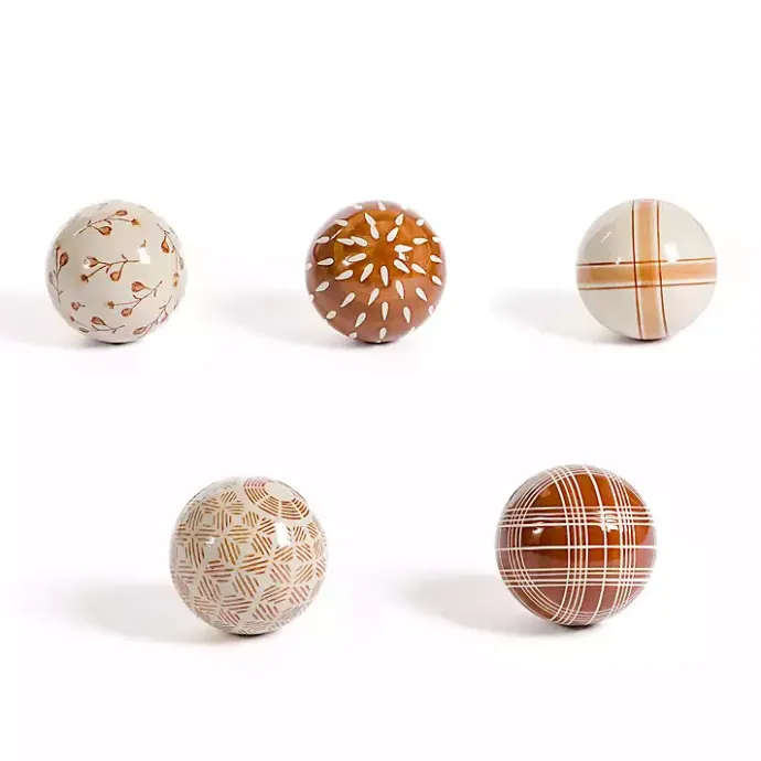 Clearance Kirklands Home Brown and Cream Porcelain Orbs, Set of 5