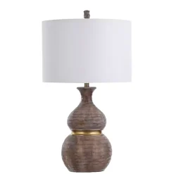 Discount Kirklands Home Brown and Gold Gourd Table Lamp White