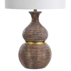 Discount Kirklands Home Brown and Gold Gourd Table Lamp White