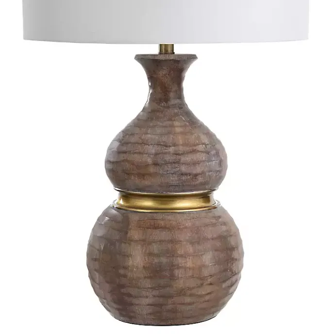 Discount Kirklands Home Brown and Gold Gourd Table Lamp White