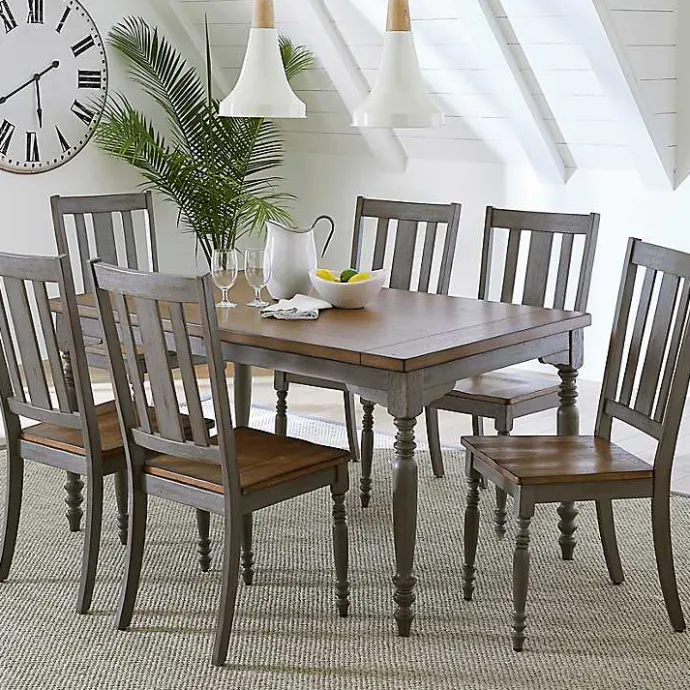 Outlet Kirklands Home Brown and Gray Traditional Wood Dining Table