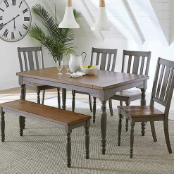 Outlet Kirklands Home Brown and Gray Traditional Wood Dining Table