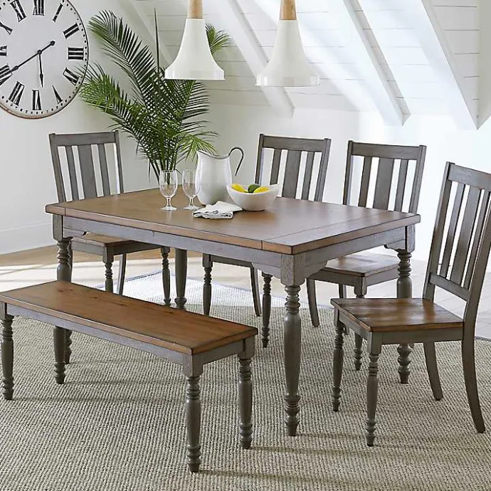 Outlet Kirklands Home Brown and Gray Traditional Wood Dining Table