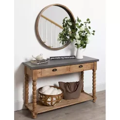 Sale Kirklands Home Brown and Gray Wood 2-Drawer Console Table