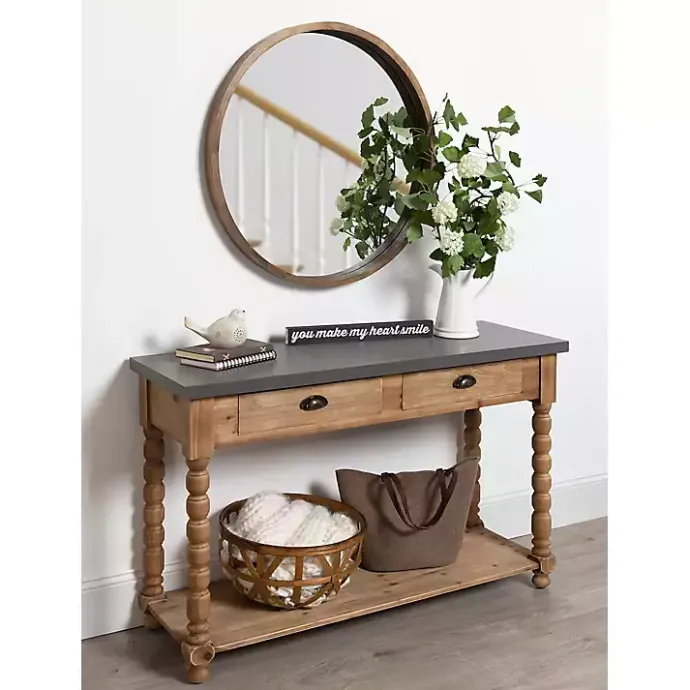 Sale Kirklands Home Brown and Gray Wood 2-Drawer Console Table