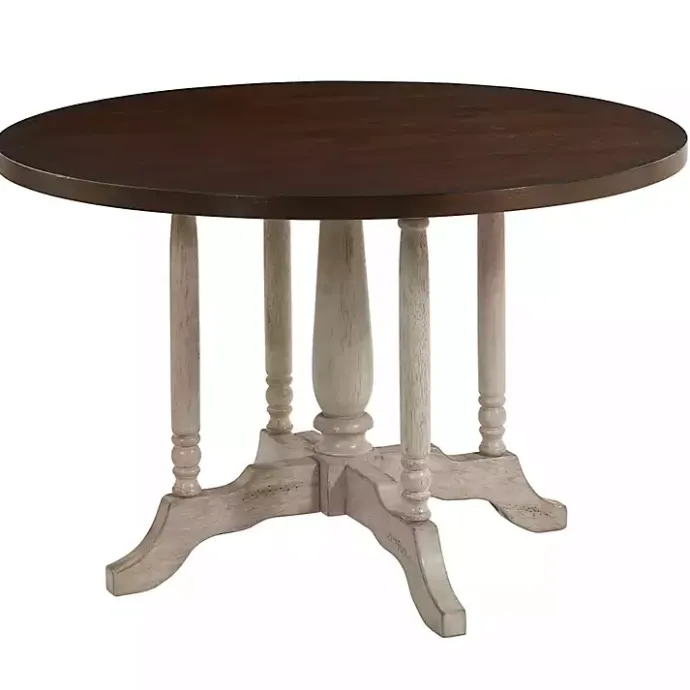 Online Kirklands Home Brown and White Round Wooden Dining Table