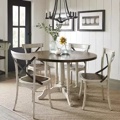 Online Kirklands Home Brown and White Round Wooden Dining Table