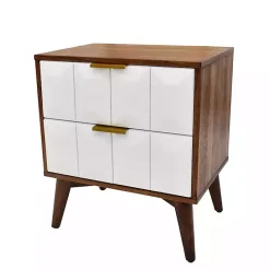 Outlet Kirklands Home Brown and White Wood 2-Drawer Nightstand