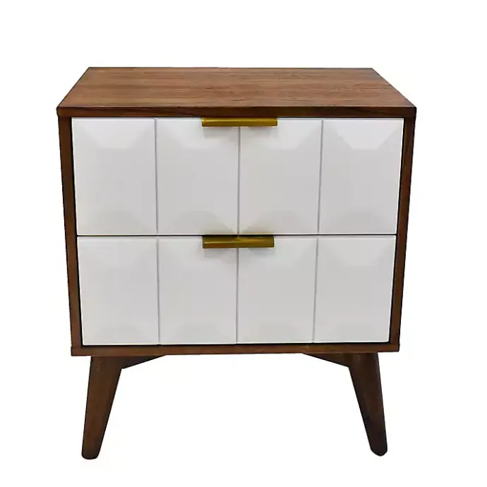 Outlet Kirklands Home Brown and White Wood 2-Drawer Nightstand