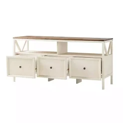 Kirklands Home Brown and Whitewashed Wood 3-Drawer Media Cabinet