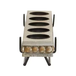 Clearance Kirklands Home Beaded Wood and Metal Base Candle Holder Brown