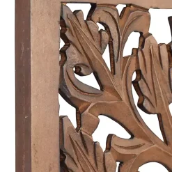 Outlet Kirklands Home Botanical Wood Panel Wall Plaque Brown