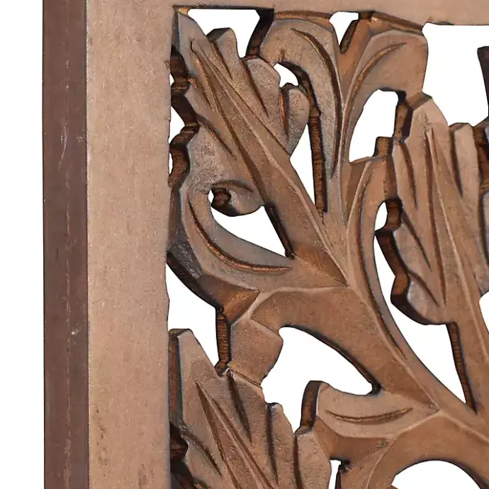 Outlet Kirklands Home Botanical Wood Panel Wall Plaque Brown