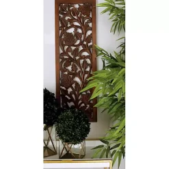 Outlet Kirklands Home Botanical Wood Panel Wall Plaque Brown