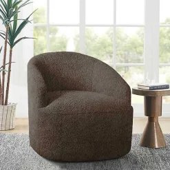 Best Kirklands Home Boucle Barrel Swivel Accent Chair Brown