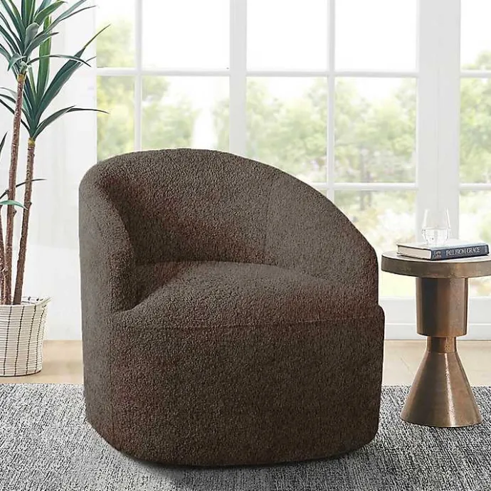 Best Kirklands Home Boucle Barrel Swivel Accent Chair Brown