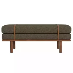 Sale Kirklands Home Boucle Faux Leather Bench Brown