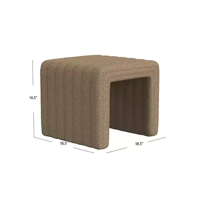 Best Kirklands Home Boucle Channeled Upholstered Ottoman Brown