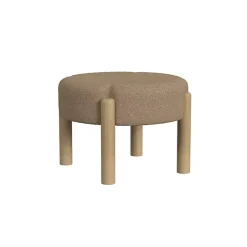 Clearance Kirklands Home Boucle Natural Wood Ottoman Brown