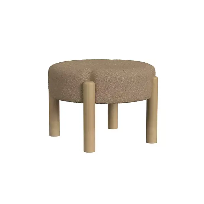 Clearance Kirklands Home Boucle Natural Wood Ottoman Brown