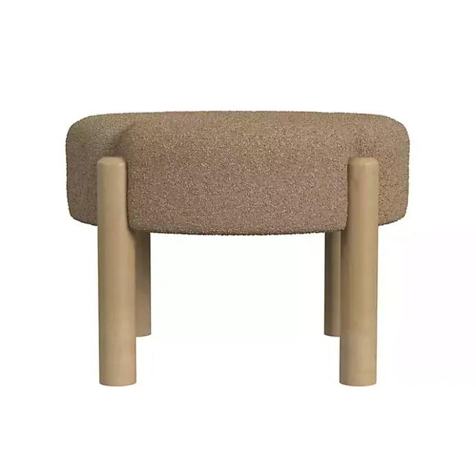 Clearance Kirklands Home Boucle Natural Wood Ottoman Brown