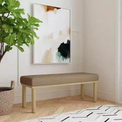 Clearance Kirklands Home Boucle Upholstered Wood Leg Bench Brown