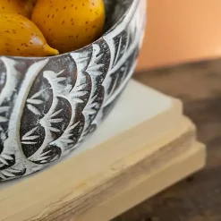 Kirklands Home Carved Bird Wood Bowl Brown