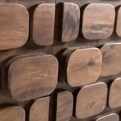 Kirklands Home Brown Carved Wood Woven 3-Door Sideboard