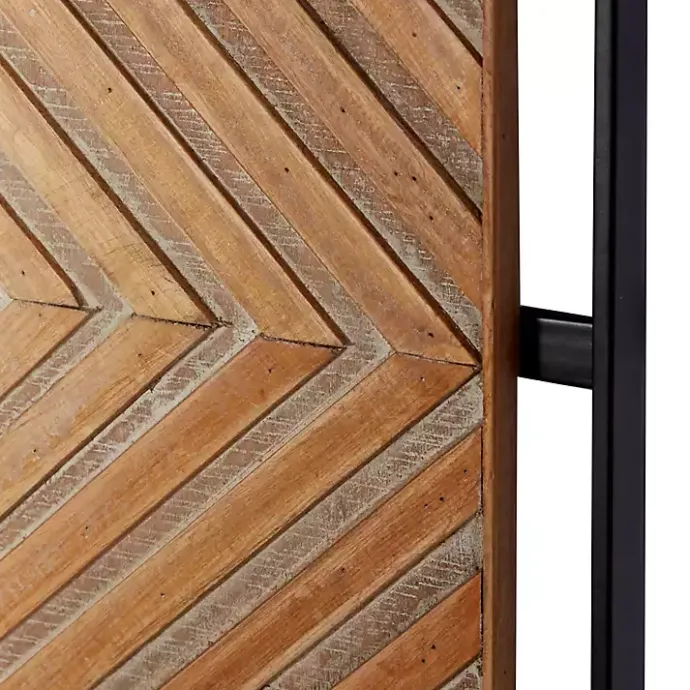 New Kirklands Home Chevron Wood Wall Plaques, Set of 2 Brown