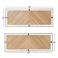 New Kirklands Home Chevron Wood Wall Plaques, Set of 2 Brown