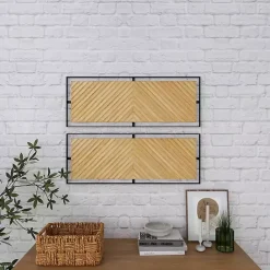 New Kirklands Home Chevron Wood Wall Plaques, Set of 2 Brown