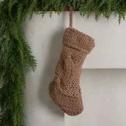 Kirklands Home Chunky Knit Christmas Stocking Brown