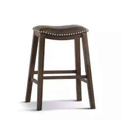 Kirklands Home Ella Saddle Bar Stool with Nailhead Trim Brown