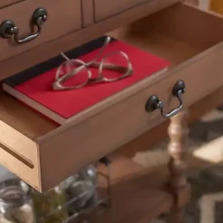 Discount Kirklands Home Farmhouse 3-Drawer Console Table Brown