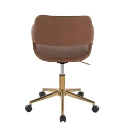 Best Kirklands Home Faux Leather & Gold Marshall Office Chair Brown