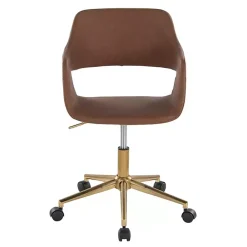 Best Kirklands Home Faux Leather & Gold Marshall Office Chair Brown
