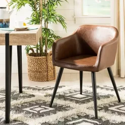 Hot Kirklands Home Faux Leather Adalena Accent Chair Brown