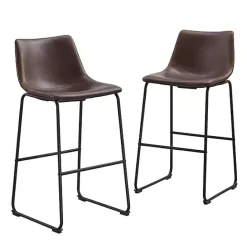 New Kirklands Home Faux Leather Bar Stools, Set of 2 Brown