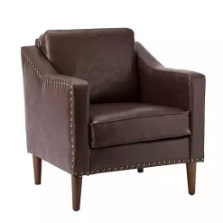 Discount Kirklands Home Faux Leather Bonita Accent Chair Brown