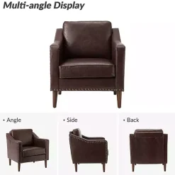 Discount Kirklands Home Faux Leather Bonita Accent Chair Brown