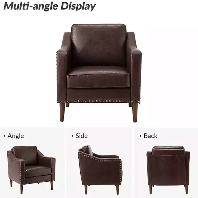 Discount Kirklands Home Faux Leather Bonita Accent Chair Brown