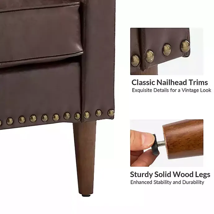 Discount Kirklands Home Faux Leather Bonita Accent Chair Brown