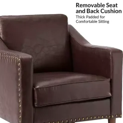Discount Kirklands Home Faux Leather Bonita Accent Chair Brown