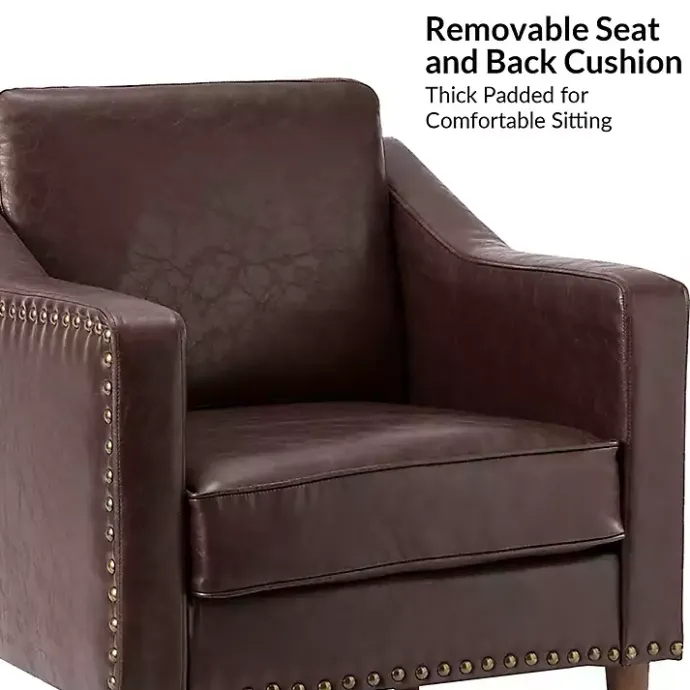 Discount Kirklands Home Faux Leather Bonita Accent Chair Brown