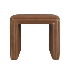 Clearance Kirklands Home Faux Leather Channeled Upholstered Ottoman Brown