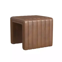 Clearance Kirklands Home Faux Leather Channeled Upholstered Ottoman Brown