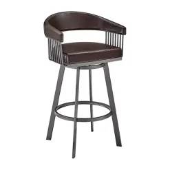 Outlet Kirklands Home Faux Leather Chelsea Swivel Bar Stool Brown
